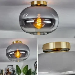 Plafonnier - Verre Apedo Laiton, Noir, 1 lumière