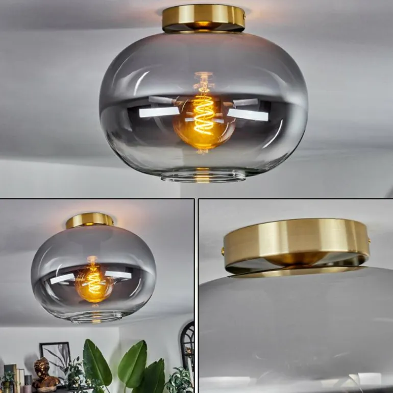 Plafonnier - Verre Apedo Laiton, Noir, 1 lumière