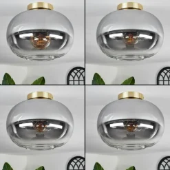 Plafonnier - Verre Apedo Laiton, Noir, 1 lumière