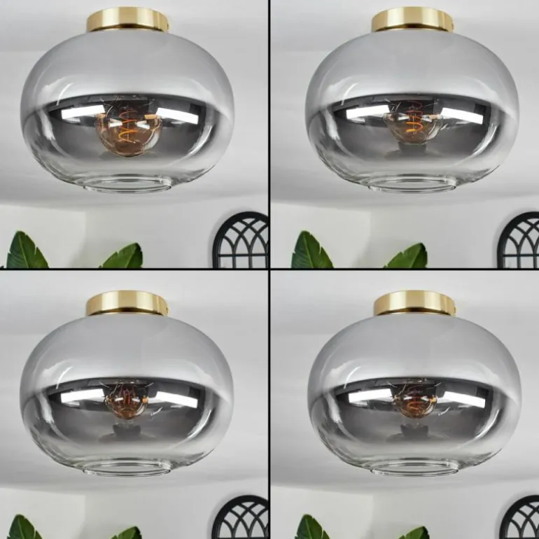 Plafonnier - Verre Apedo Laiton, Noir, 1 lumière