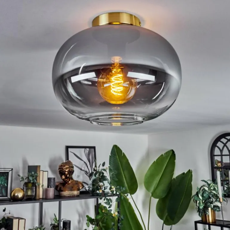 Plafonnier - Verre Apedo Laiton, Noir, 1 lumière