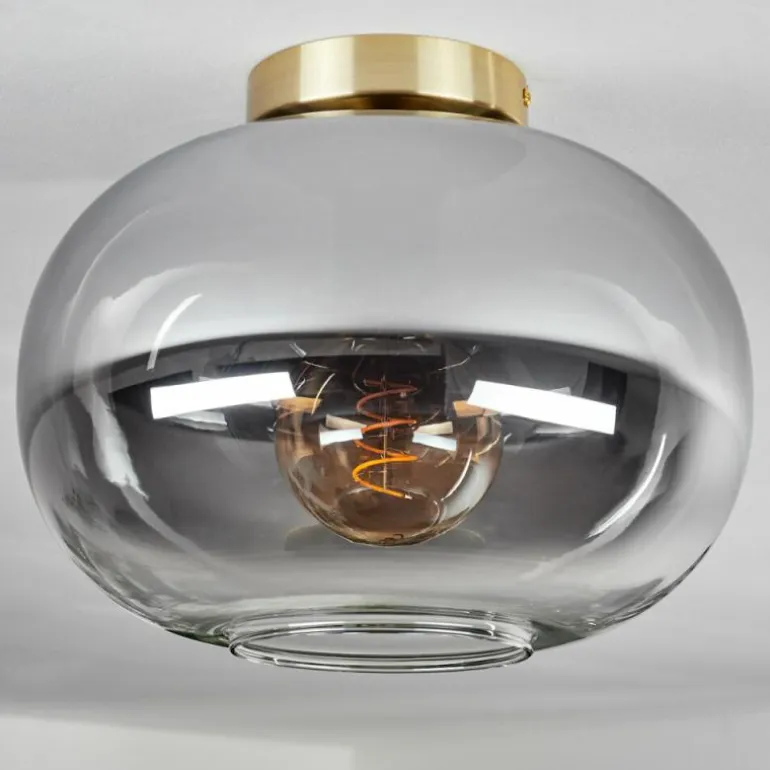 Plafonnier - Verre Apedo Laiton, Noir, 1 lumière