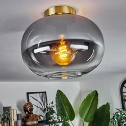 Plafonnier - Verre Apedo Laiton, Noir, 1 lumière