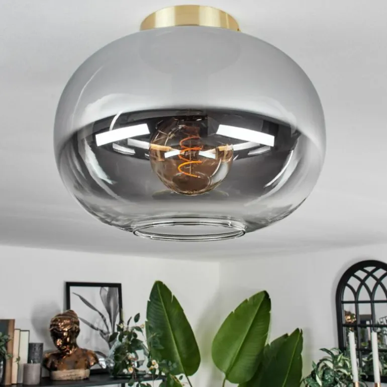 Plafonnier - Verre Apedo Laiton, Noir, 1 lumière