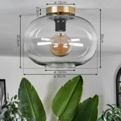 Plafonnier - Verre Apedo Laiton, 1 lumière