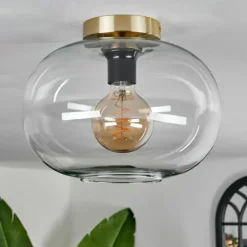 Plafonnier - Verre Apedo Laiton, 1 lumière