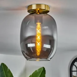 Plafonnier - Verre Apedo Laiton, 1 lumière