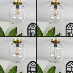 Plafonnier - Verre Apedo Laiton, 1 lumière