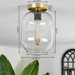 Plafonnier - Verre Apedo Laiton, 1 lumière