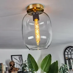 Plafonnier - Verre Apedo Laiton, 1 lumière