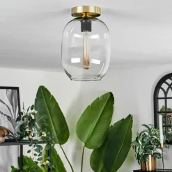 Plafonnier - Verre Apedo Laiton, 1 lumière