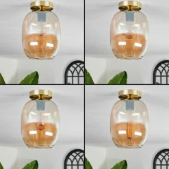 Plafonnier - Verre Apedo Laiton, 1 lumière