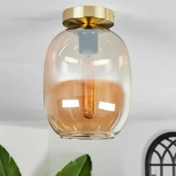 Plafonnier - Verre Apedo Laiton, 1 lumière