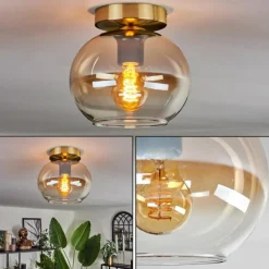 Plafonnier - Verre Apedo Laiton, 1 lumière