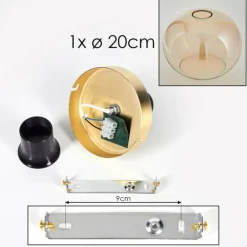 Plafonnier - Verre Apedo Laiton, 1 lumière