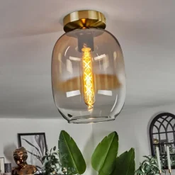 Plafonnier - Verre Apedo Laiton, 1 lumière