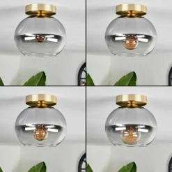 Plafonnier - Verre Apedo Laiton, 1 lumière