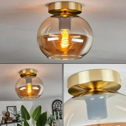 Plafonnier - Verre Apedo Laiton, 1 lumière