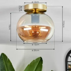 Plafonnier - Verre Apedo Laiton, 1 lumière
