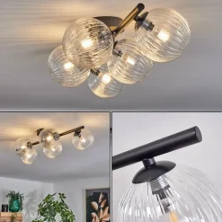 Plafonnier - Verre Chehalis Clair, 5 lumières