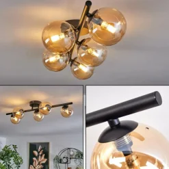 Plafonnier - Verre Chehalis Ambre, 5 lumières