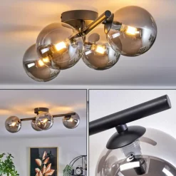 Plafonnier - Verre Chehalis Fumé, 4 lumières