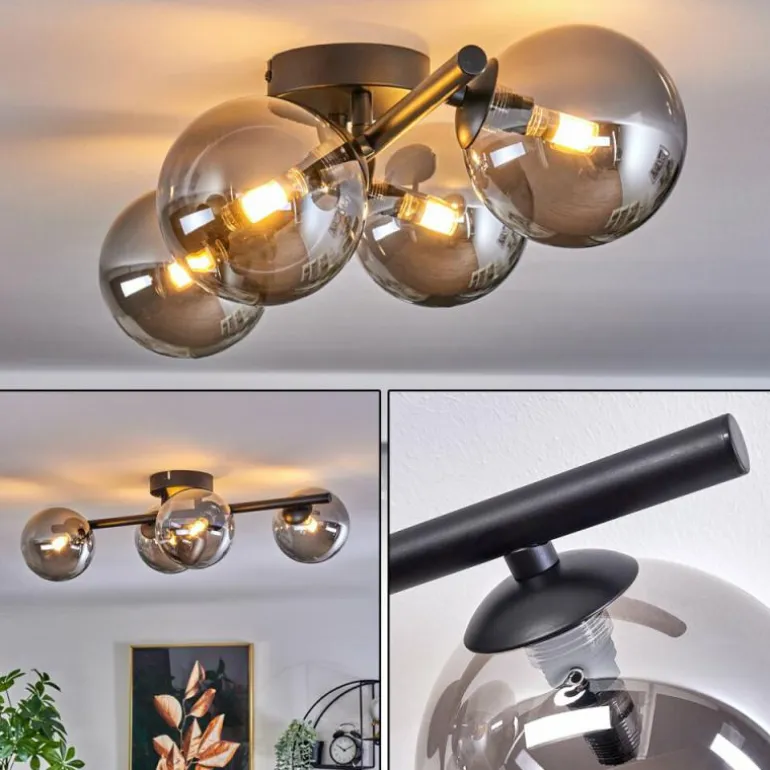 Plafonnier - Verre Chehalis Fumé, 4 lumières