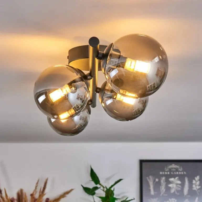 Plafonnier - Verre Chehalis Fumé, 4 lumières