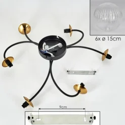 Plafonnier - Verre Chehalis Or, Noir, 6 lumières