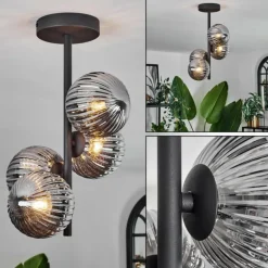 Plafonnier - Verre Chehalis Fumé, 4 lumières