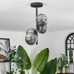 Plafonnier - Verre Chehalis Fumé, 4 lumières