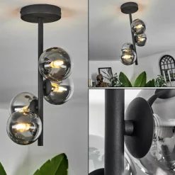 Plafonnier - Verre Chehalis Clair, Fumé, 4 lumières