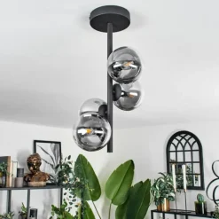 Plafonnier - Verre Chehalis Clair, Fumé, 4 lumières