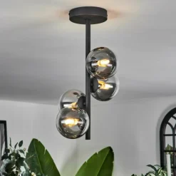 Plafonnier - Verre Chehalis Clair, Fumé, 4 lumières