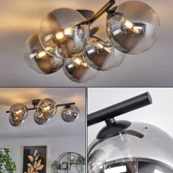 Plafonnier - Verre Chehalis Clair, Fumé, 4 lumières