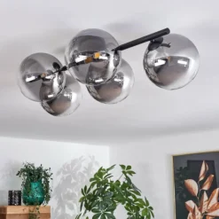 Plafonnier - Verre Chehalis Clair, Fumé, 4 lumières