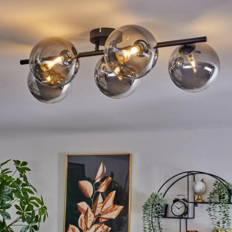 Plafonnier - Verre Chehalis Clair, Fumé, 4 lumières