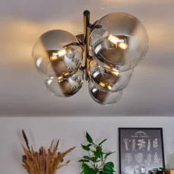 Plafonnier - Verre Chehalis Clair, Fumé, 4 lumières