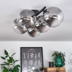 Plafonnier - Verre Chehalis Clair, Fumé, 4 lumières