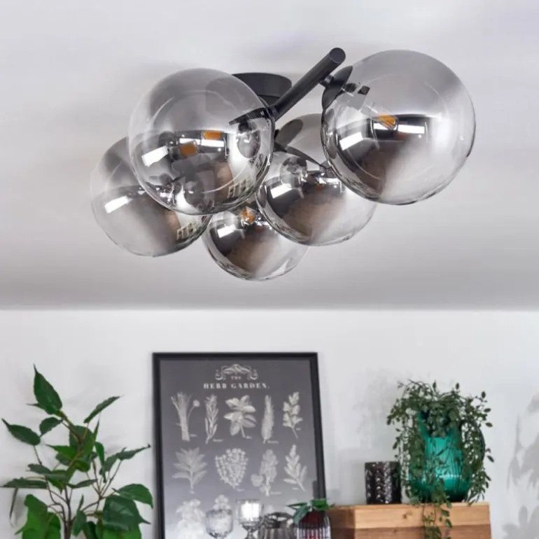 Plafonnier - Verre Chehalis Clair, Fumé, 4 lumières
