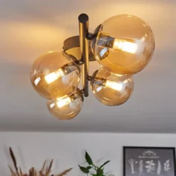 Plafonnier - Verre Chehalis Ambre, 4 lumières