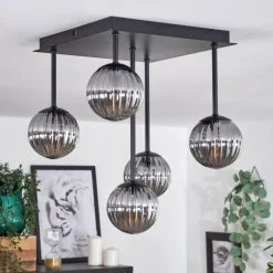 Plafonnier - Verre Chehalis Fumé, 5 lumières