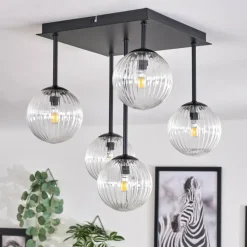 Plafonnier - Verre Chehalis Clair, 5 lumières