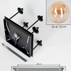 Plafonnier - Verre Chehalis Ambre, 5 lumières