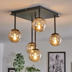 Plafonnier - Verre Chehalis Ambre, 5 lumières