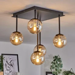 Plafonnier - Verre Chehalis Ambre, 5 lumières