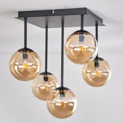Plafonnier - Verre Chehalis Ambre, 5 lumières