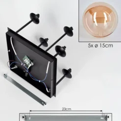 Plafonnier - Verre Chehalis Ambre, 5 lumières