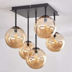 Plafonnier - Verre Chehalis Ambre, 5 lumières