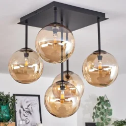Plafonnier - Verre Chehalis Ambre, 5 lumières